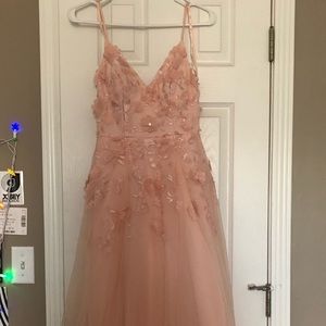 Baby Pink Flower/Floral Prom Dress